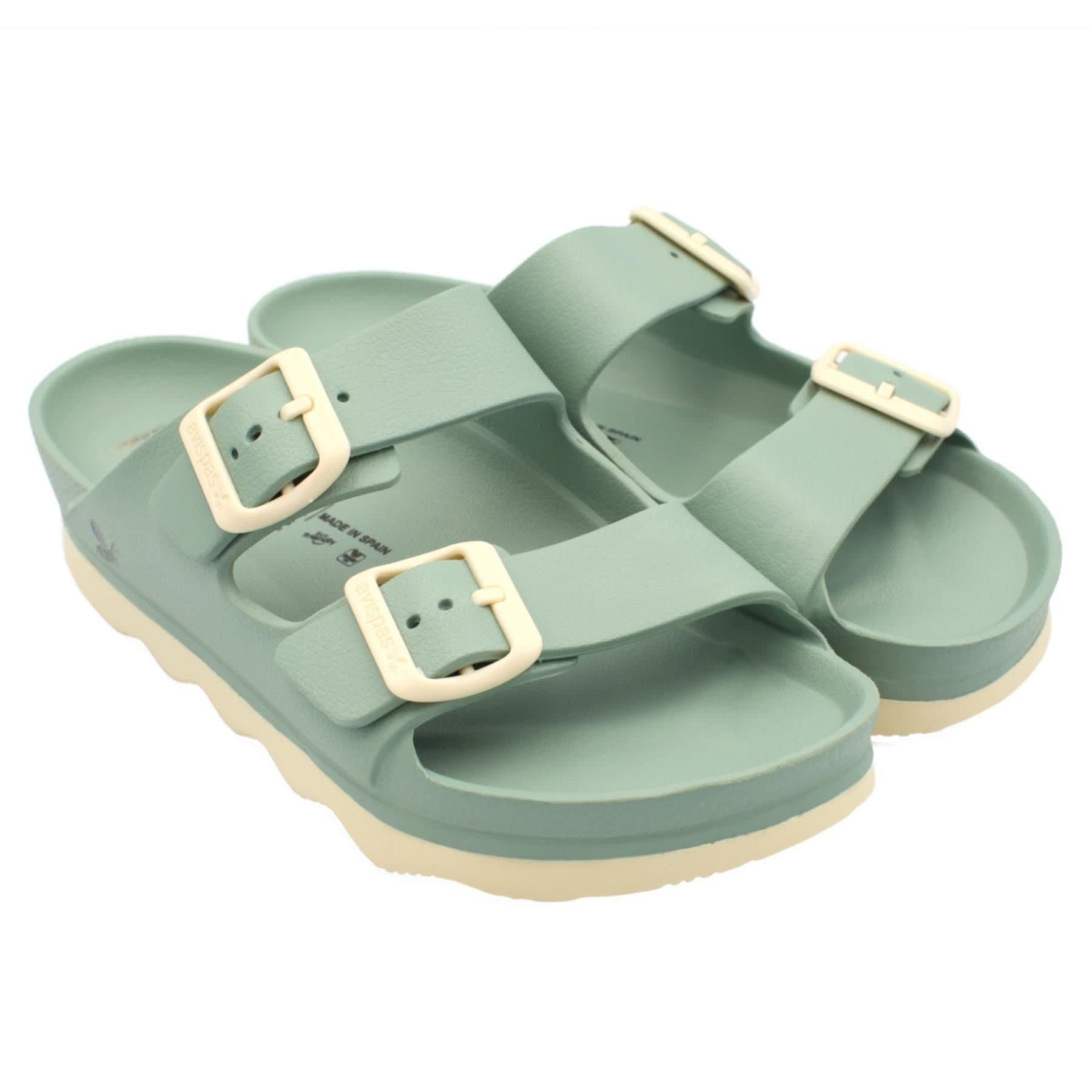 Avispas Avispas Women's Verona' TR Comfort Sole Two-Strap Summer Slide Sandals in Pale Green