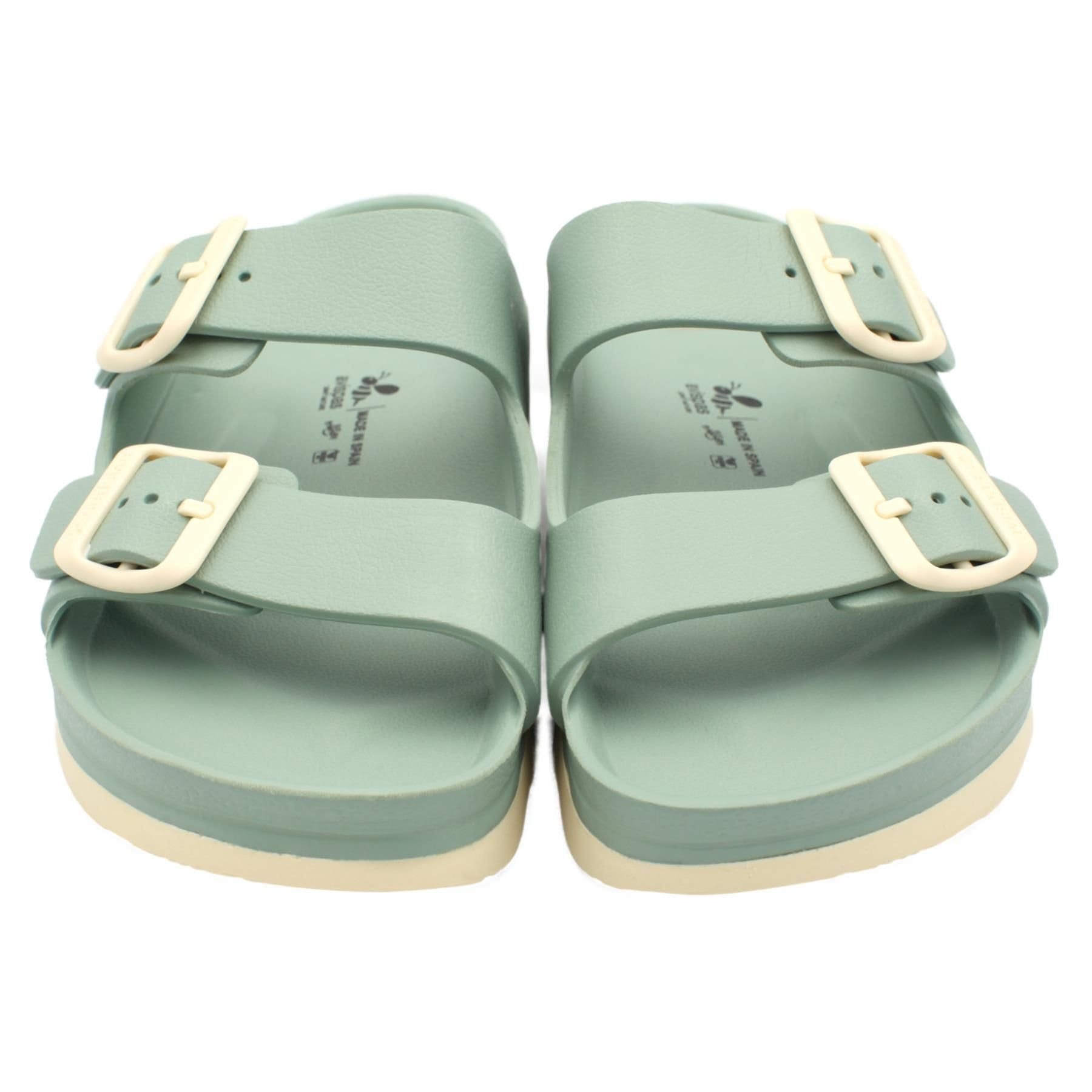 Avispas Avispas Women's Verona' TR Comfort Sole Two-Strap Summer Slide Sandals in Pale Green - 4