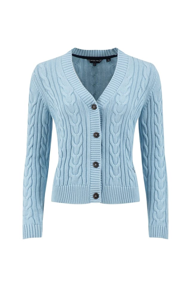 Weird Fish Weird Fish Women's Constance Cable Knit Cardigan in Light Blue - 2