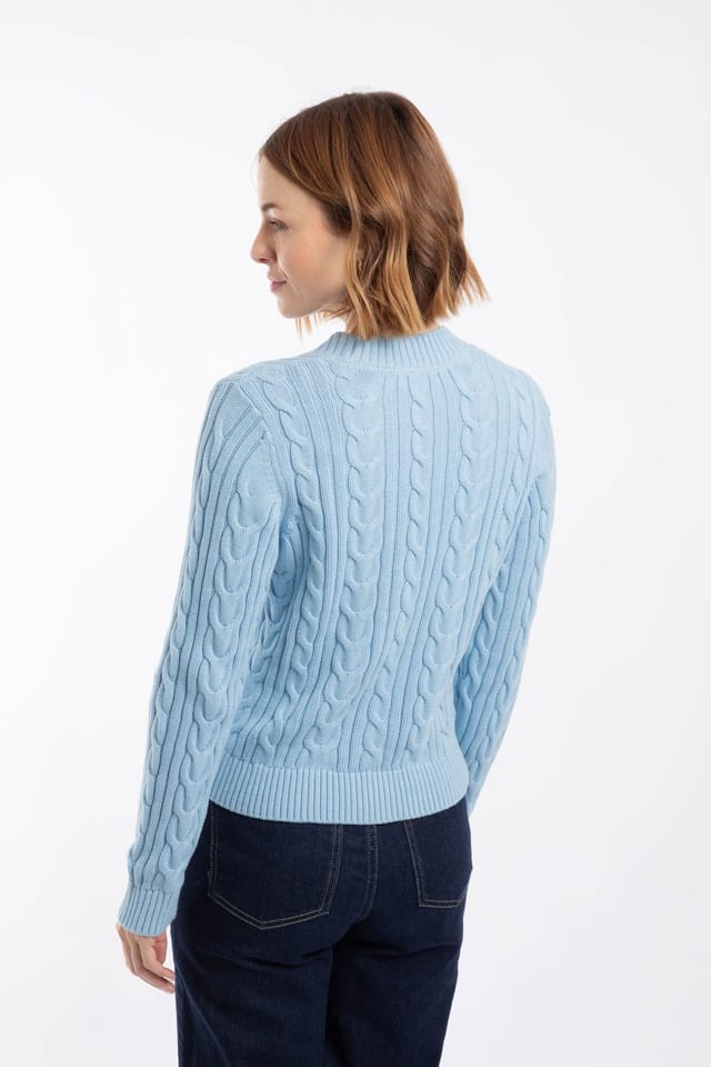 Weird Fish Weird Fish Women's Constance Cable Knit Cardigan in Light Blue - 3