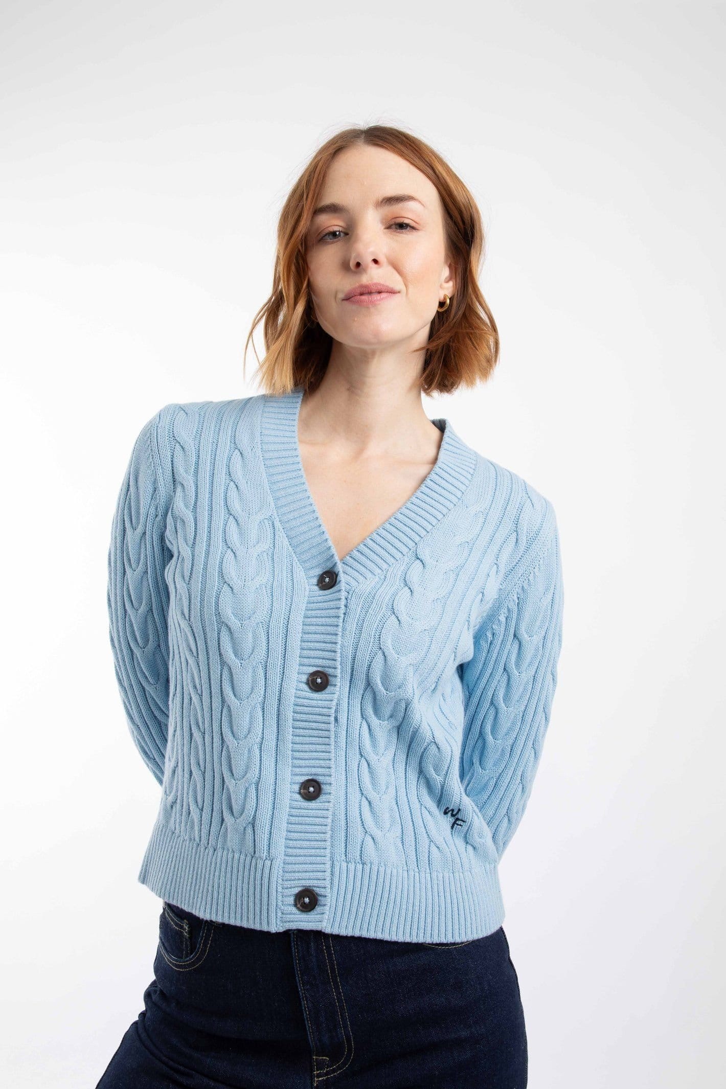 Weird Fish Weird Fish Women's Constance Cable Knit Cardigan in Light Blue - 4