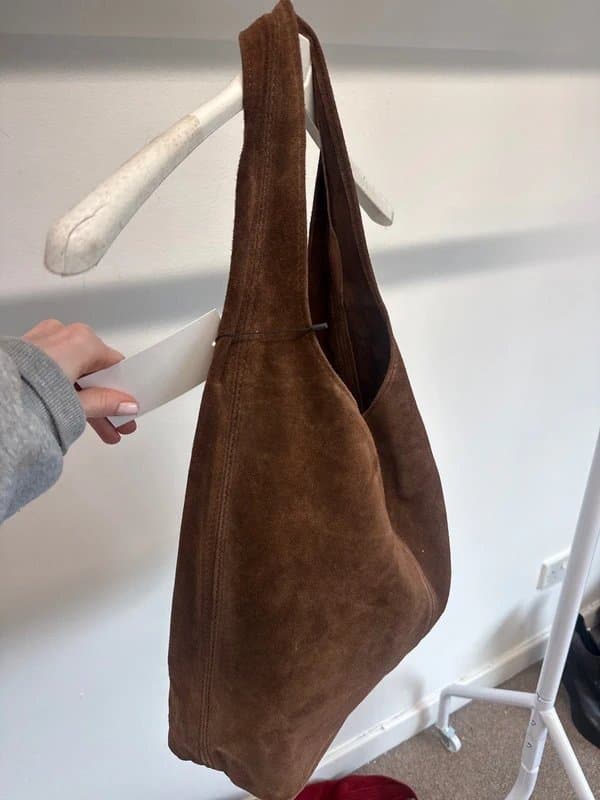 ASOS Brown suede Slouchy Hand Bag - genuine Suede Leather