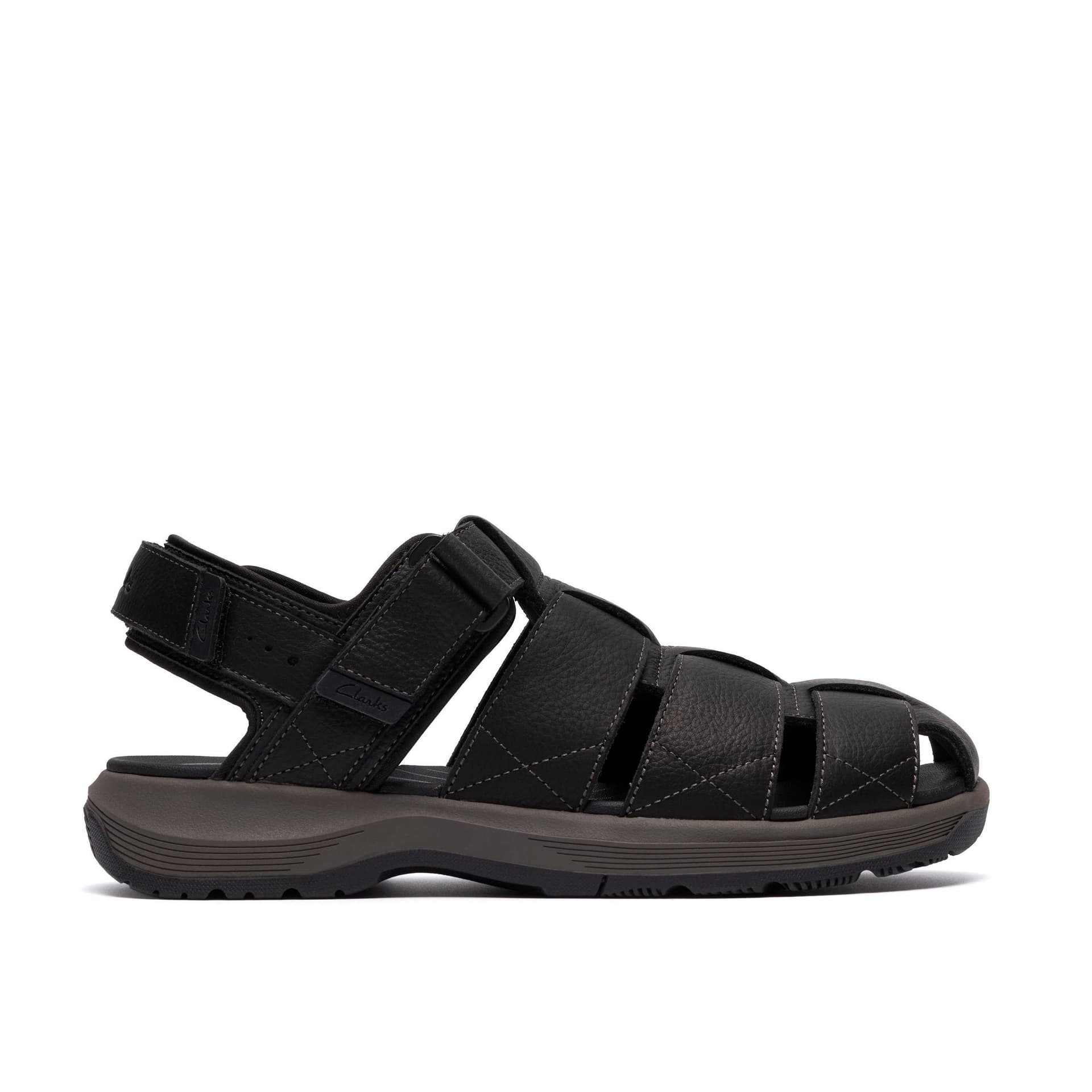 Clarks Clarks Men's Guideview Cove Black Leather Fisherman Sandals