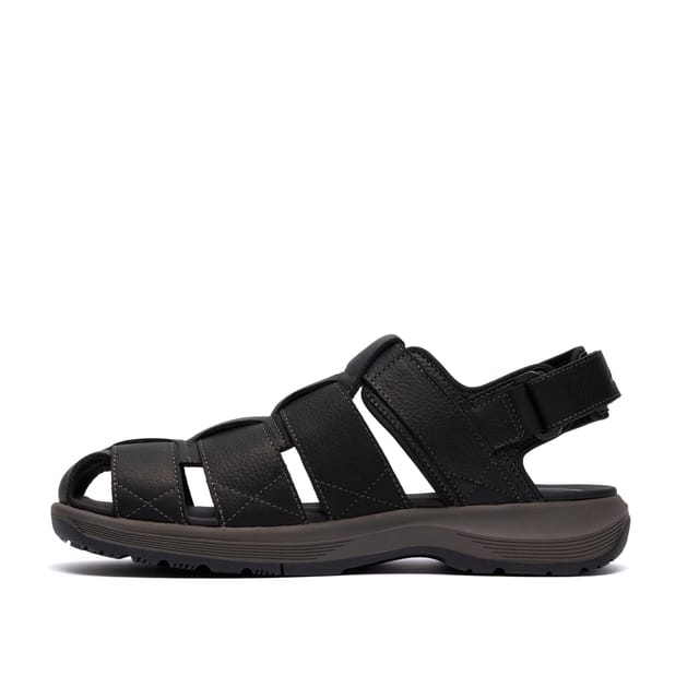 Clarks Clarks Men's Guideview Cove Black Leather Fisherman Sandals - 2