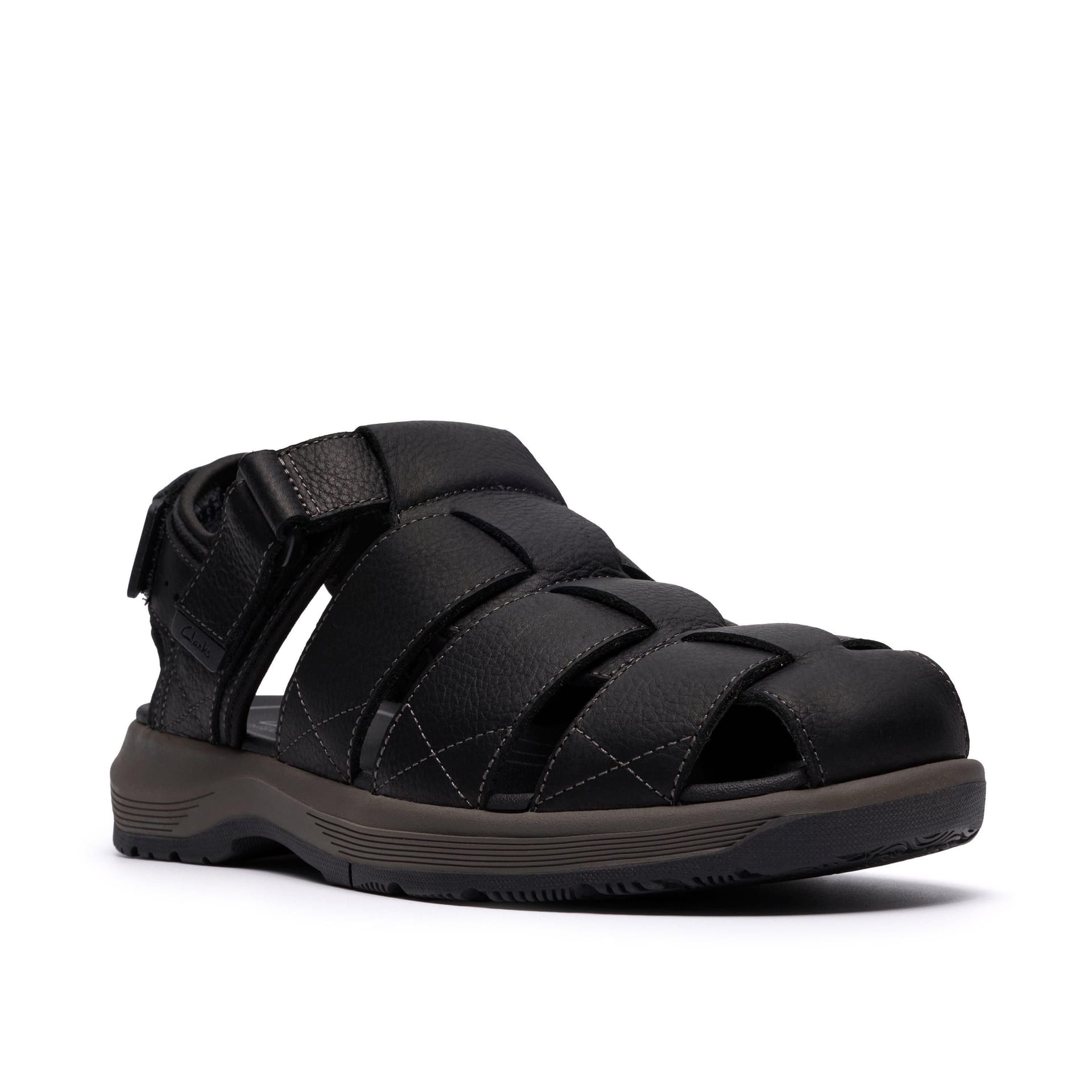 Clarks Clarks Men's Guideview Cove Black Leather Fisherman Sandals - 4
