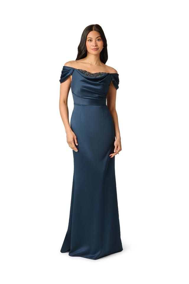 Adrianna Papell Adrianna Papell Women's Layered Bodice Gown in Navy - 2