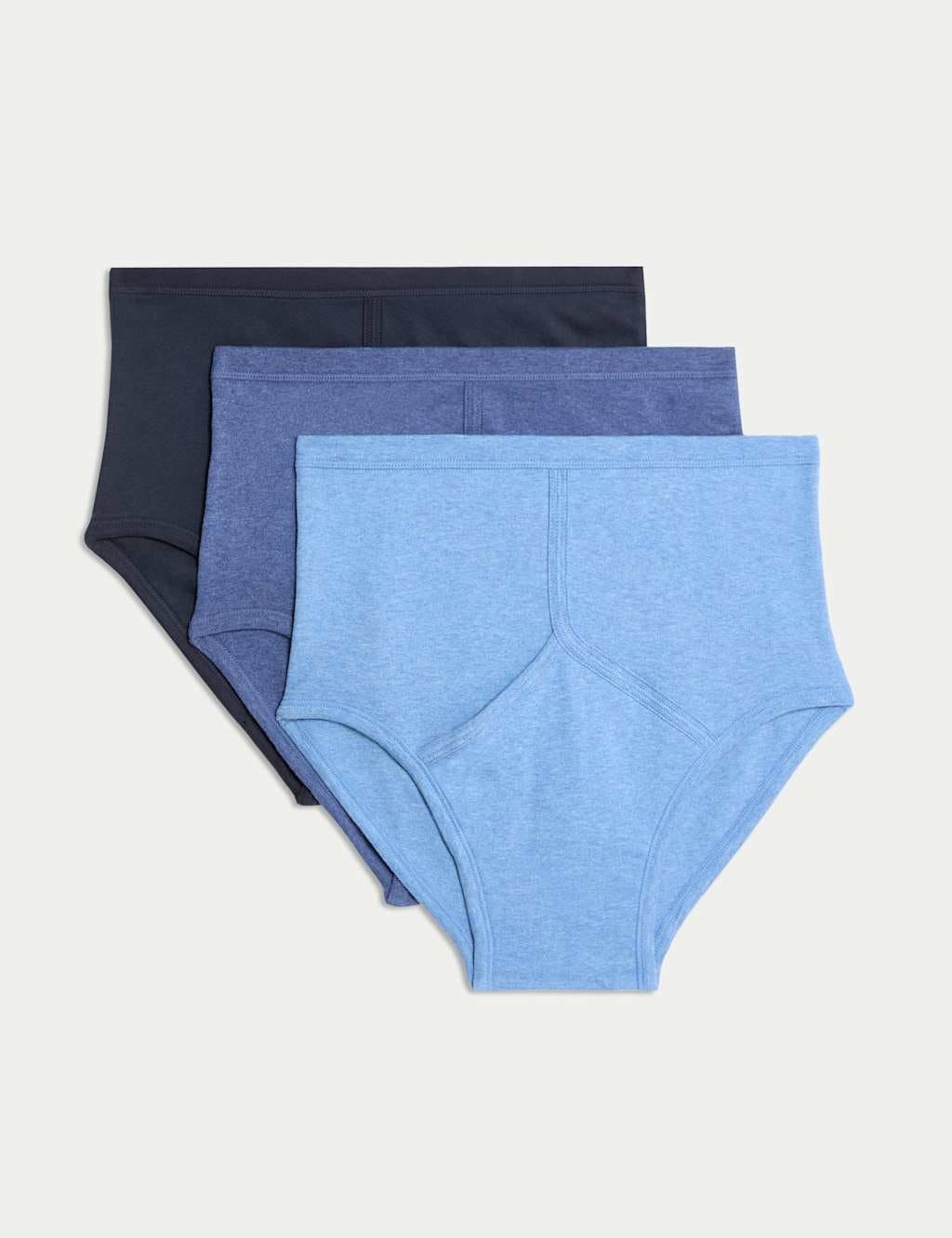 Marks & Spencer M&S 3 Pack Pure Cotton High Waist Briefs Blue Mix