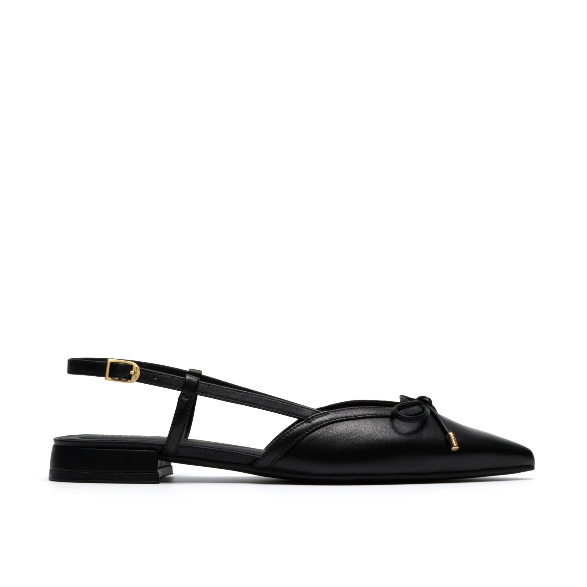 Clarks Clarks Women's Sensa15 Bow Black Leather Ballet Pumps, Sling Back