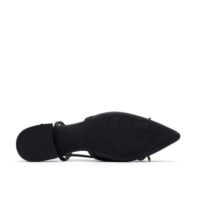 Clarks Clarks Women's Sensa15 Bow Black Leather Ballet Pumps, Sling Back - 3