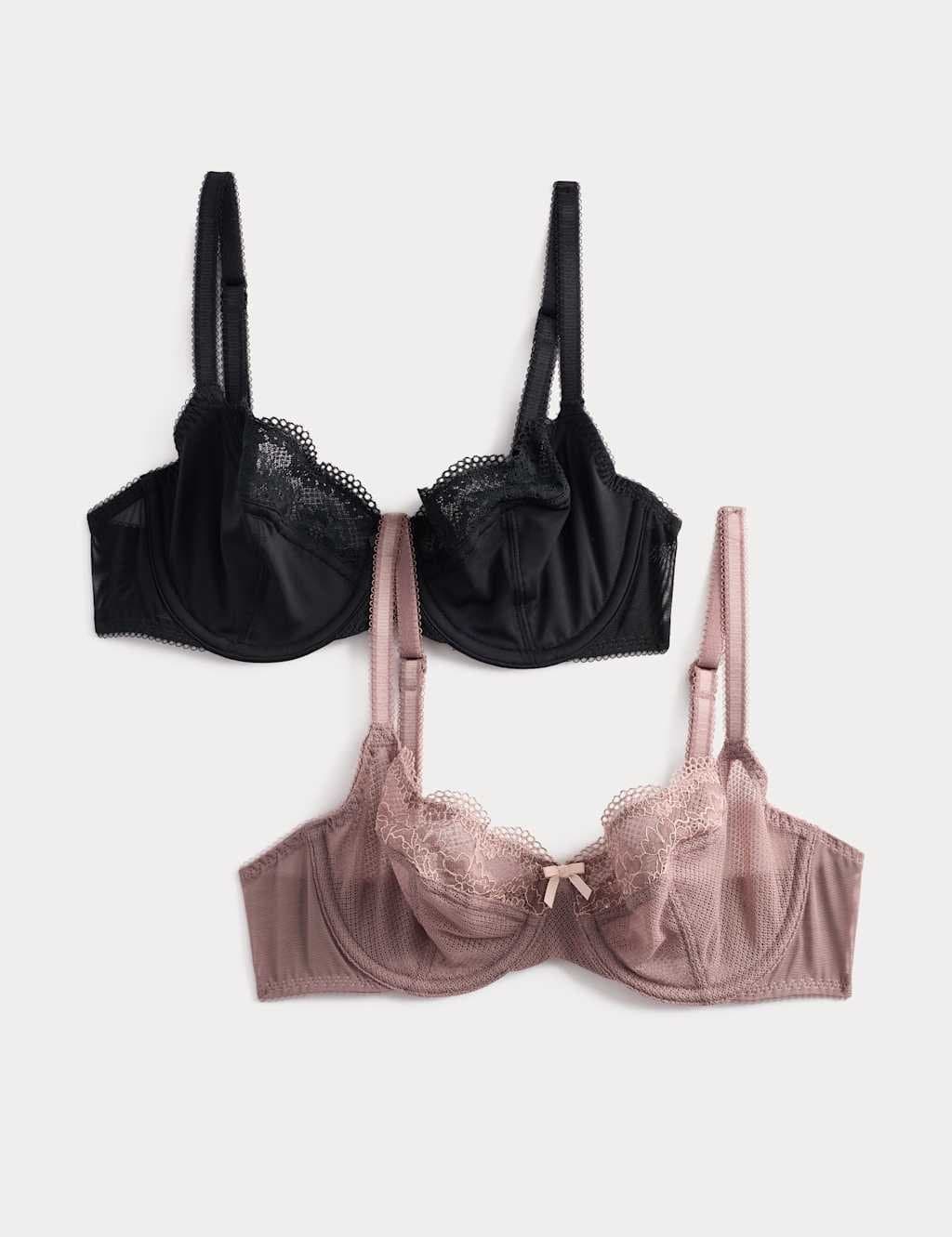 Marks & Spencer M&S 2 Pack Jasmine Lace Wired Balcony Bras (A-E) Praline