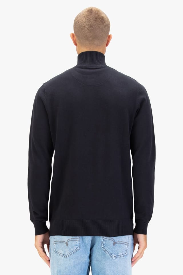 Luke 1977 Luke 1977 Men's Pretender Quarter Zip Knitted Jumper in Black - 2