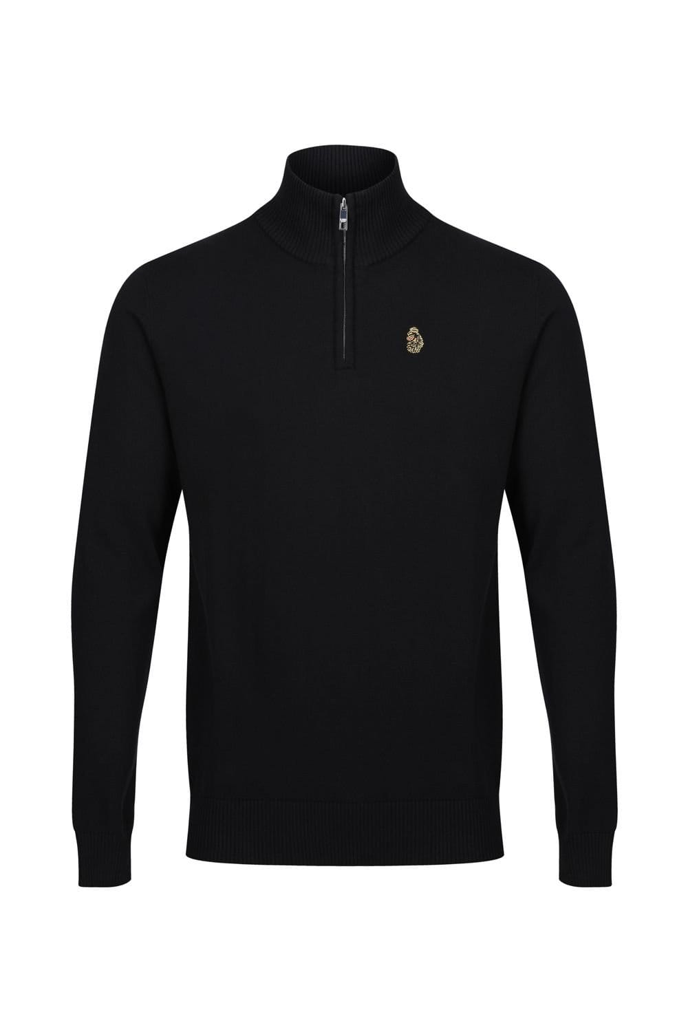 Luke 1977 Luke 1977 Men's Pretender Quarter Zip Knitted Jumper in Black - 4