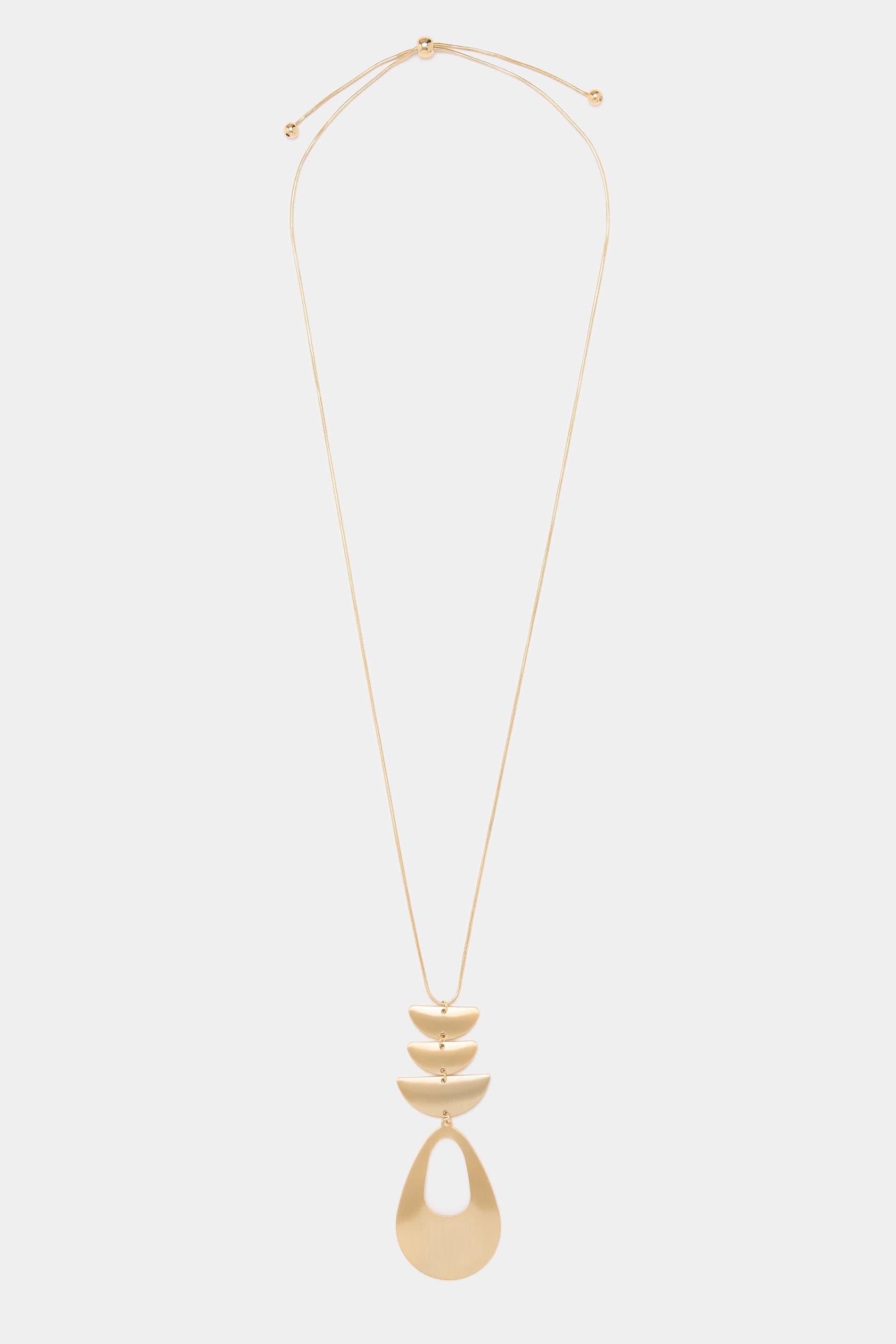 Yours Gold Tone Long Adjustable Oval Pendant Necklace