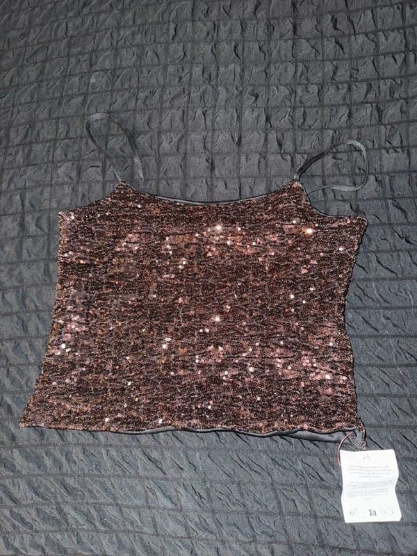 ASOS Design Sequin cami top, brown