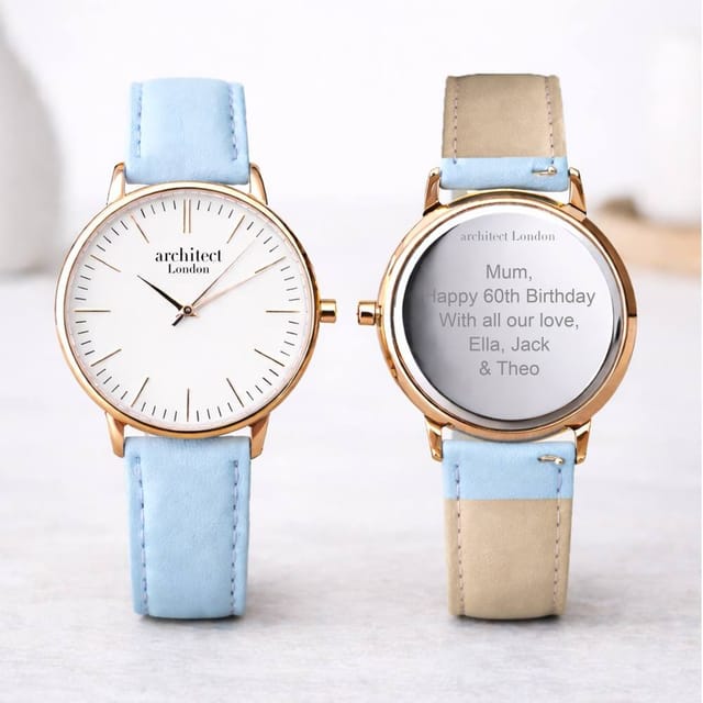 Wear We Met Wear We Met Women's Personalised Blanc Watch Rose Gold Bezel - Engraved - 2
