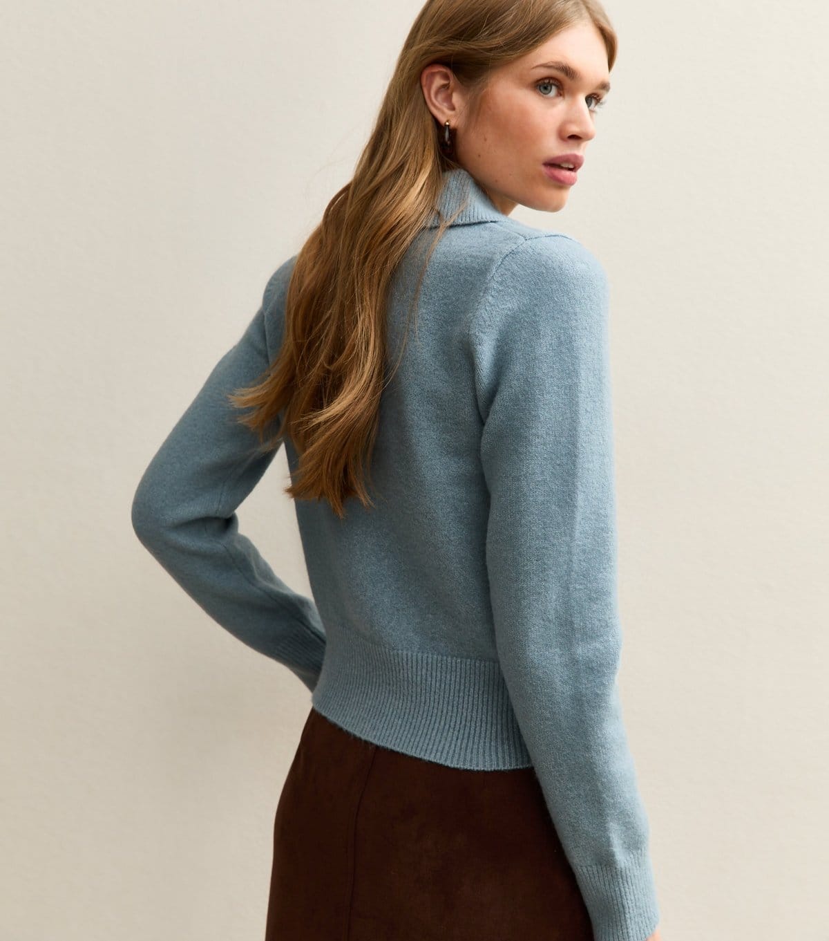 New Look Women's Light Blue Midweight Knit Collared Cardigan New Look - 4