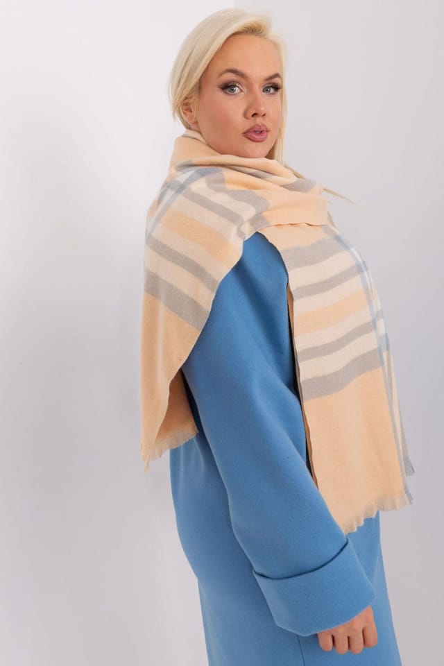 Love Lace Love Lace Women's Colorful Plaid Polyester Scarf Long Wrap for Fall Winter in Beige - 2