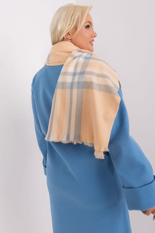 Love Lace Love Lace Women's Colorful Plaid Polyester Scarf Long Wrap for Fall Winter in Beige - 3