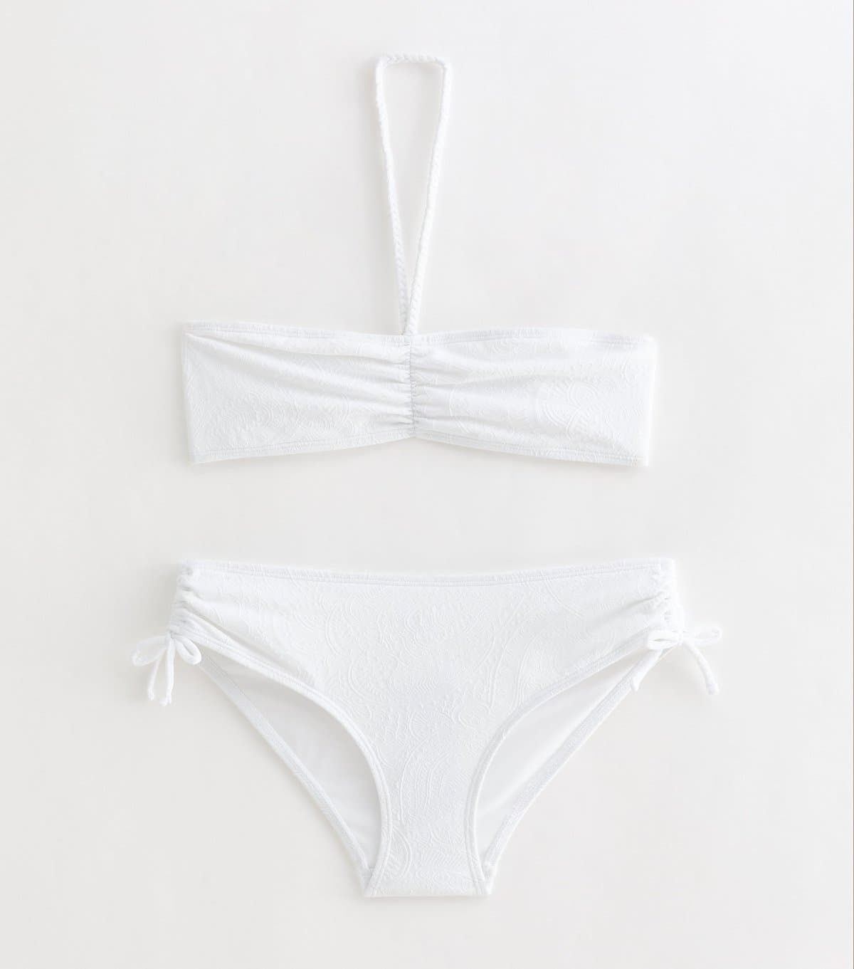 New Look Girls' White Paisley Jacquard Bikini Top and Bottoms Set New Look