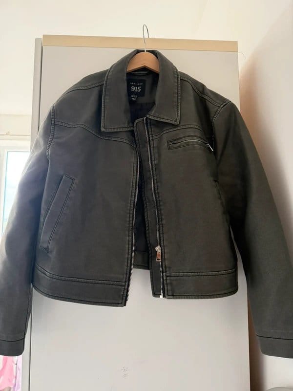New Look Grey Leather Biker Jacket