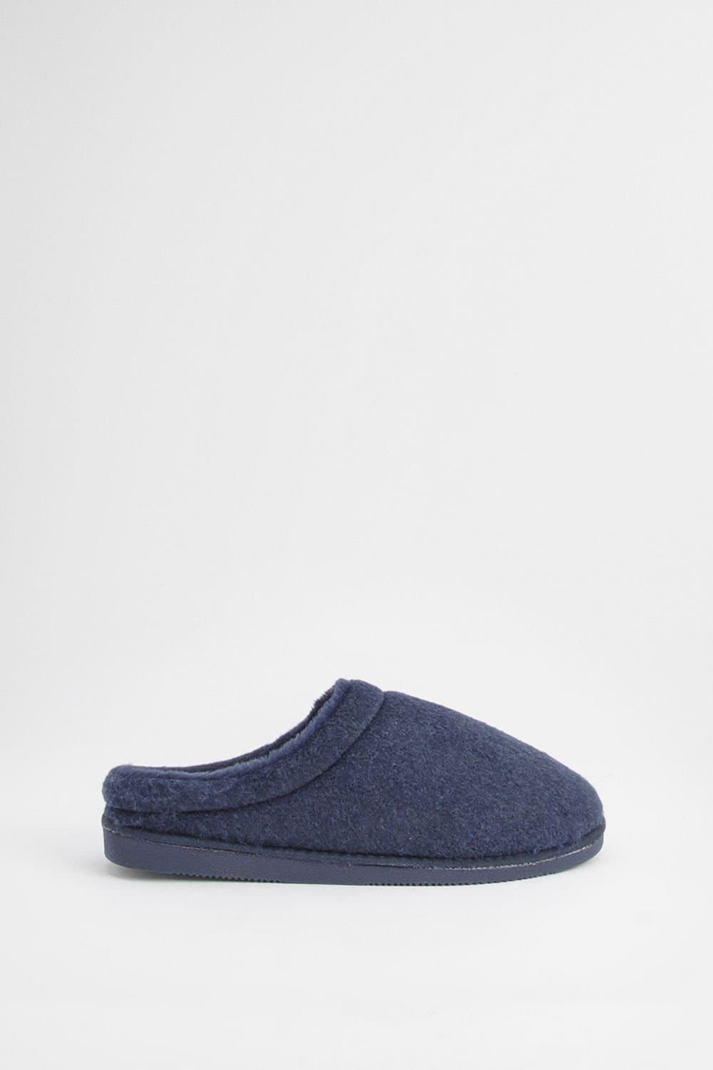 Maine Maine Men's Navy Faux Fur Lined Mule Slippers