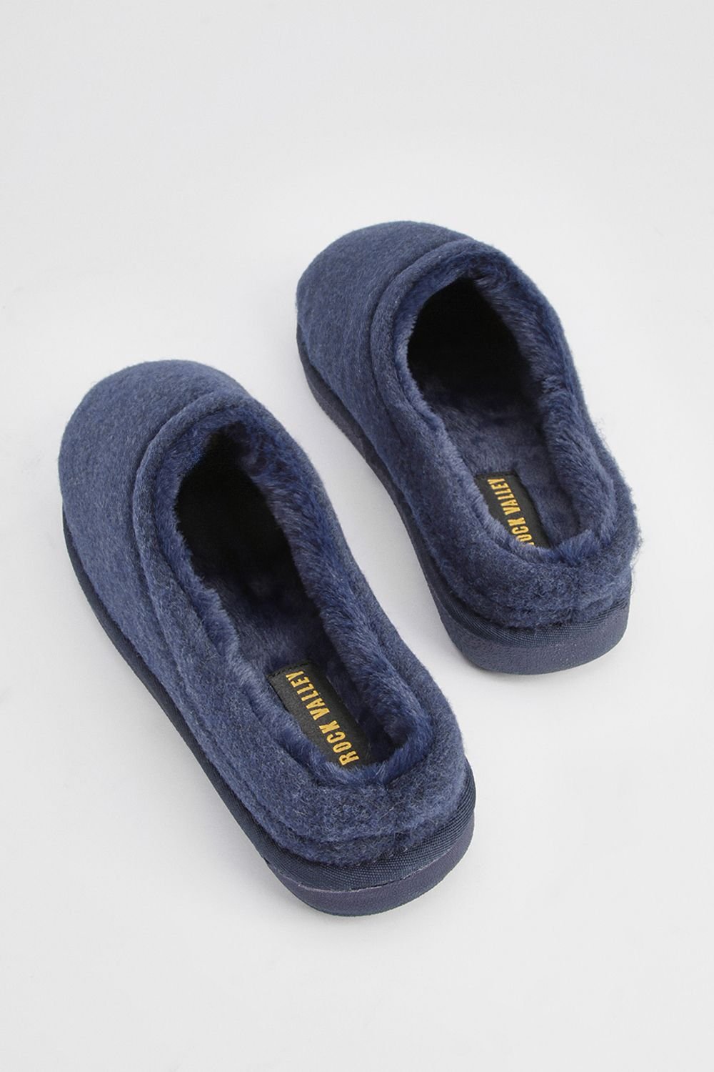 Maine Maine Men's Navy Faux Fur Lined Mule Slippers - 4