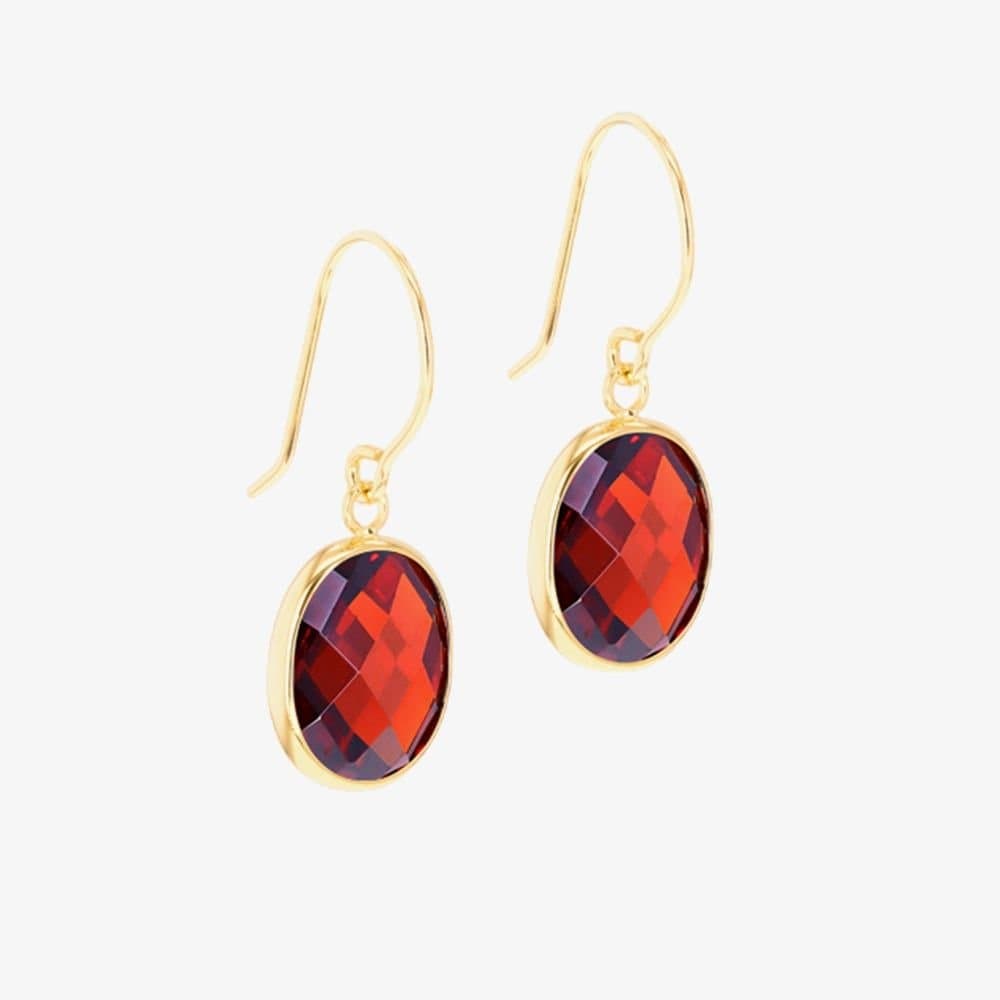 T.H.Baker T.H.Baker Gold Oval Maroon Crystal Drop Earrings