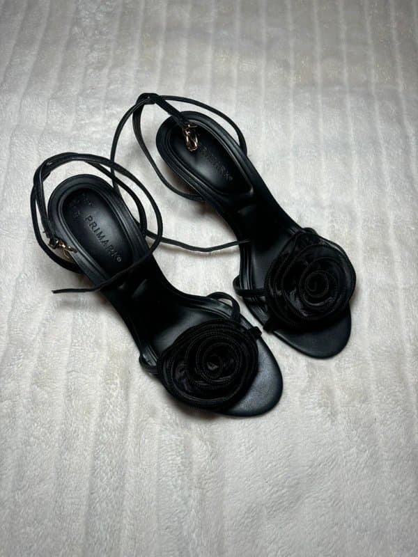 Heels Black rose flower heels