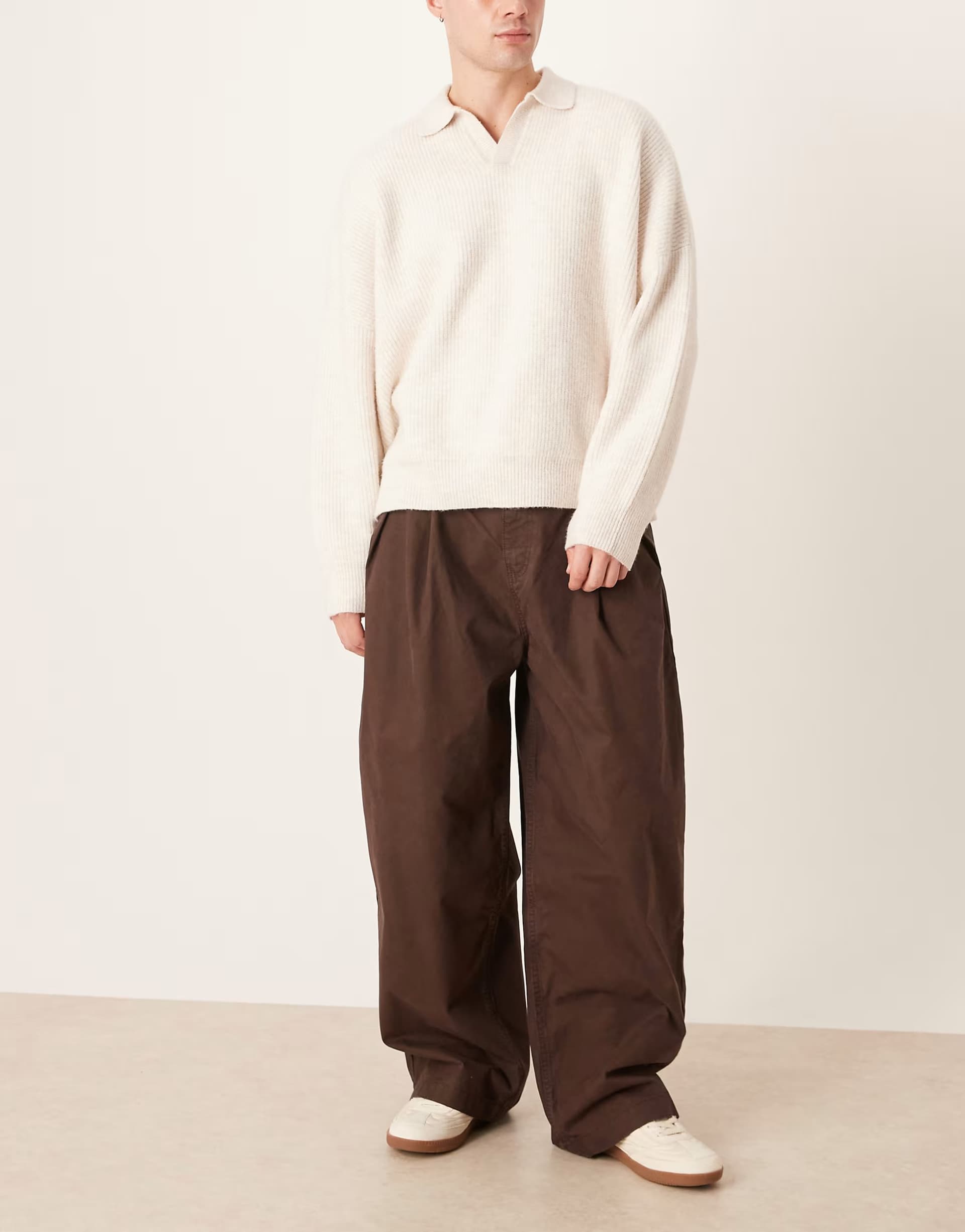 ASOS ASOS DESIGN oversized baggy chinos in brown with pleats