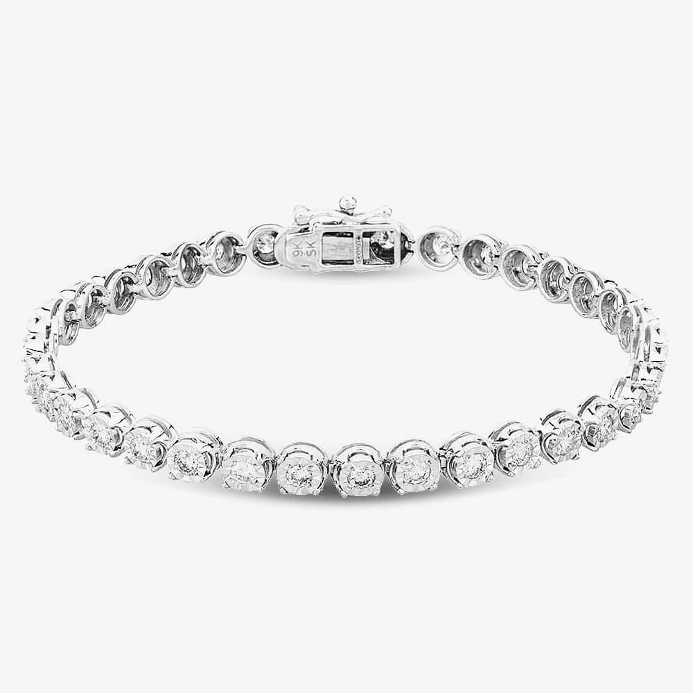 T.H.Baker T.H.Baker Women's 9ct White Gold 2.00ct Diamond Tennis Bracelet TH0122522 in Silver