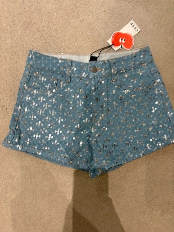 Cider Light Blue Sequin Shorts XS