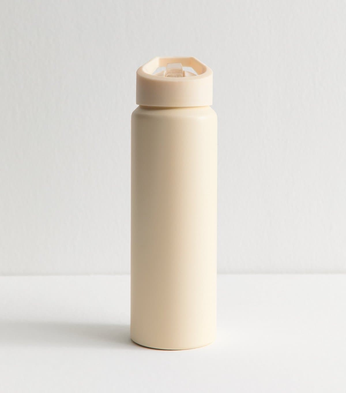 New Look Cream Pop Lid Straw Metal Water Bottle New Look