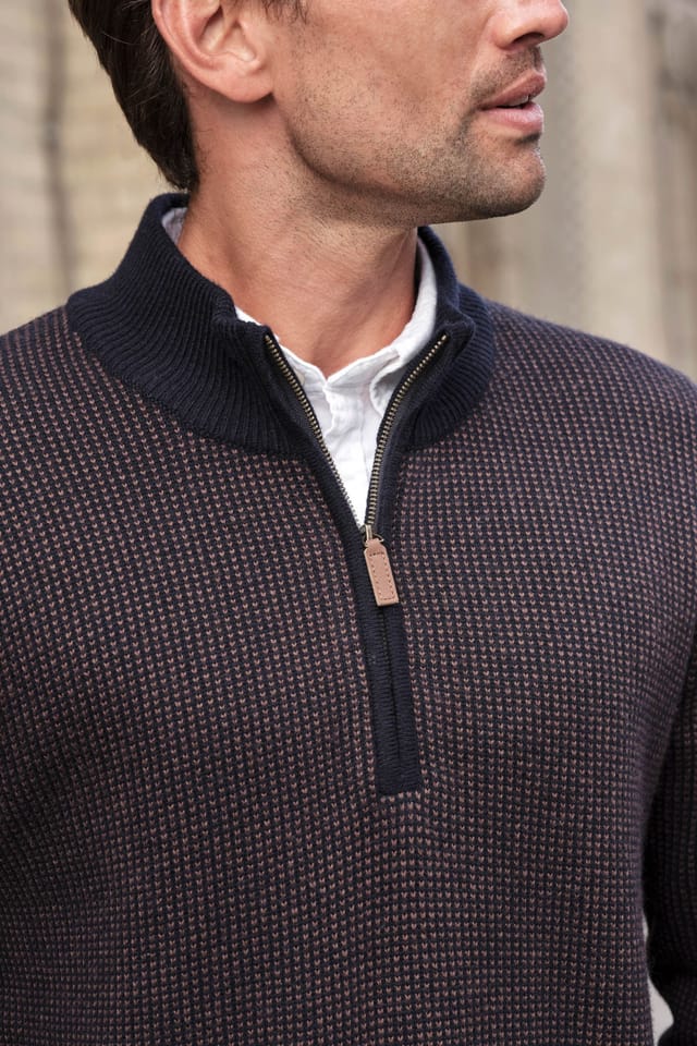 Pure Collection Pure Collection Men's Birdseye 1/2 Zip Sweater - 2