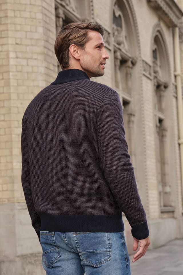 Pure Collection Pure Collection Men's Birdseye 1/2 Zip Sweater - 3