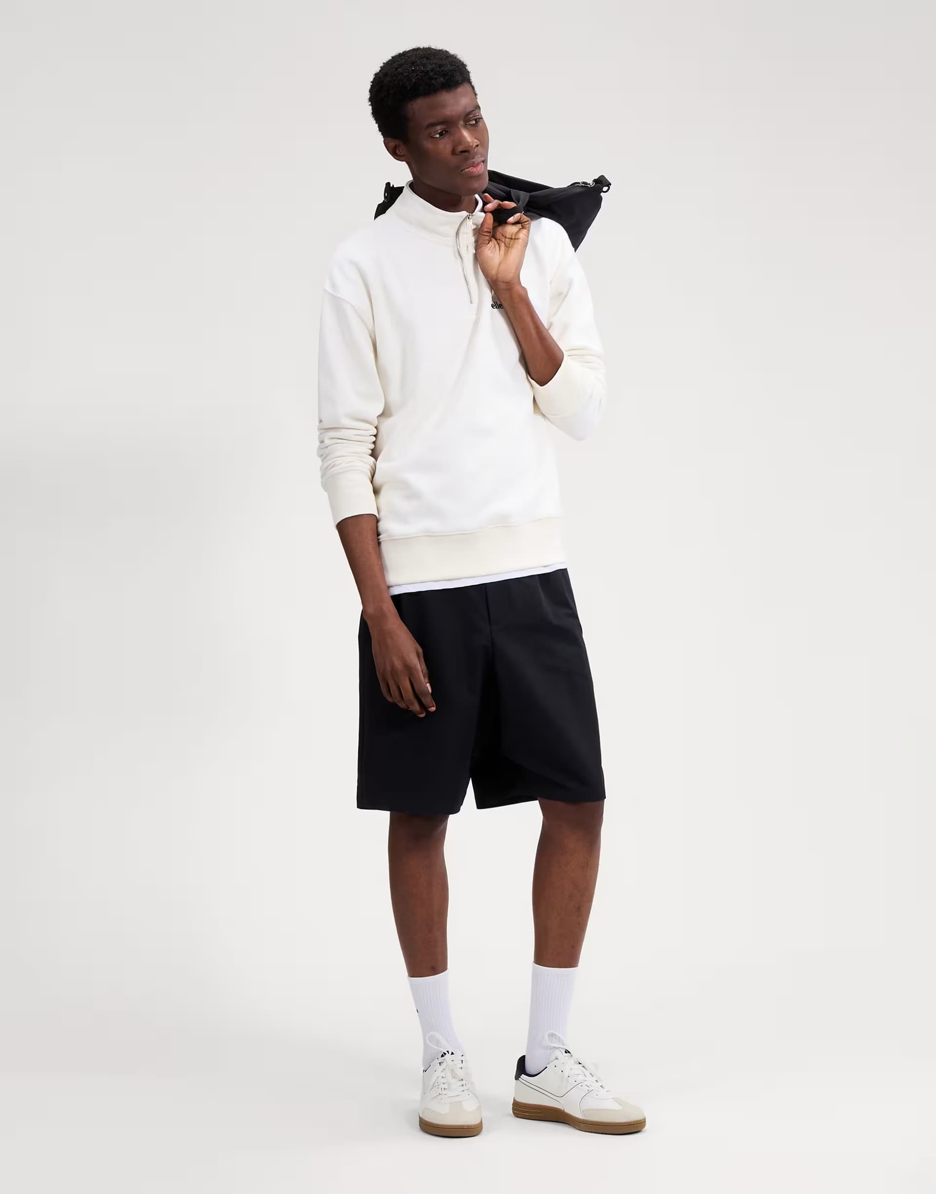 ASOS ASOS Ellesse Arivalo 1/4 Zip Top in Off White