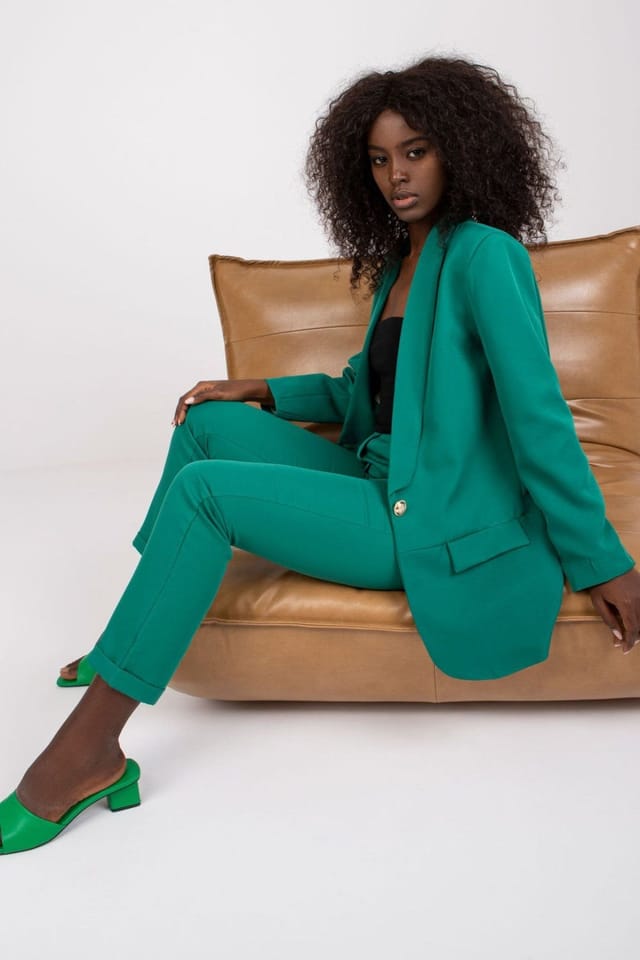 Love Lace Love Lace Women's Italy Classic Lined Button Front Jacket in Green - 2