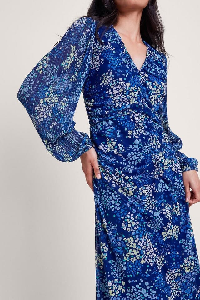 Monsoon Monsoon Women's Micola Print Mesh Dress in Blue - 3