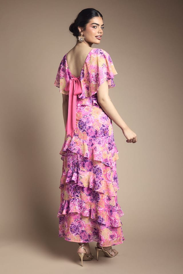 Oasis Oasis Women's Ruffle Detail Maxi Dress in Pink - 3