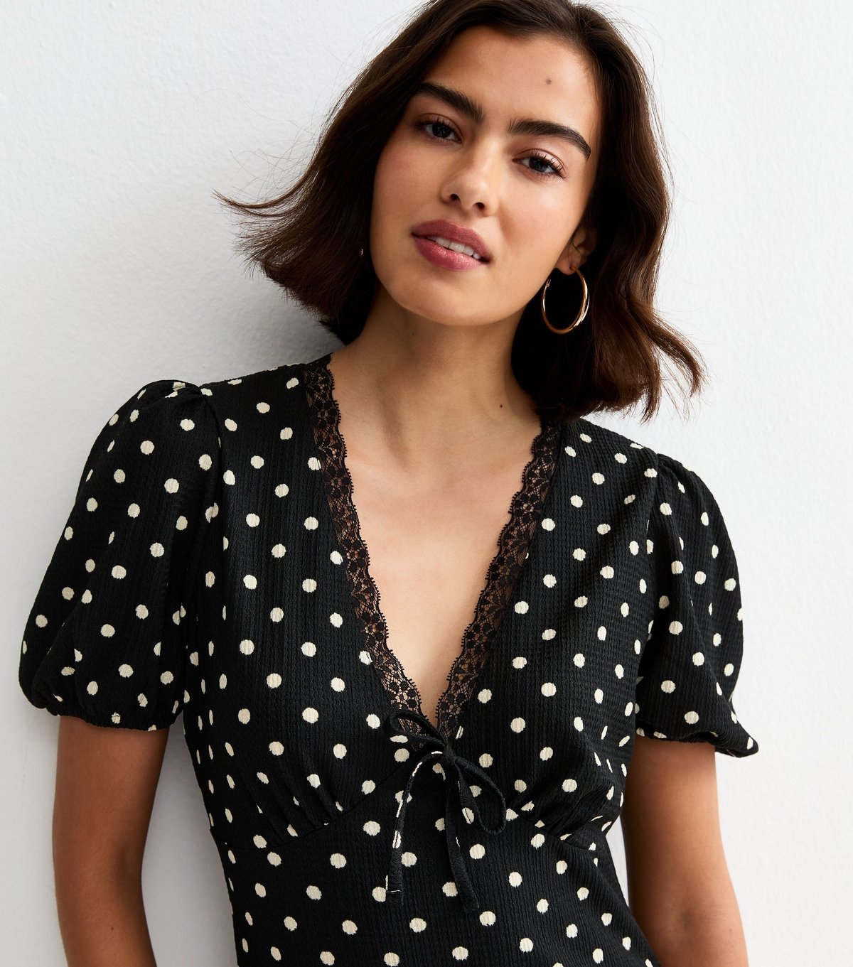 New Look Women's Black Polka Dot Short Sleeve Midi Dress New Look - 3