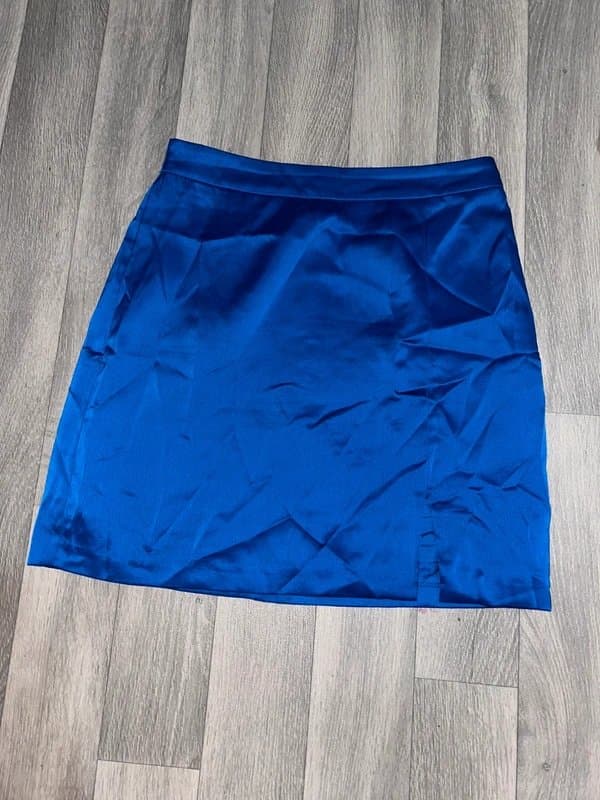 New Look Blue satin split side skirt
