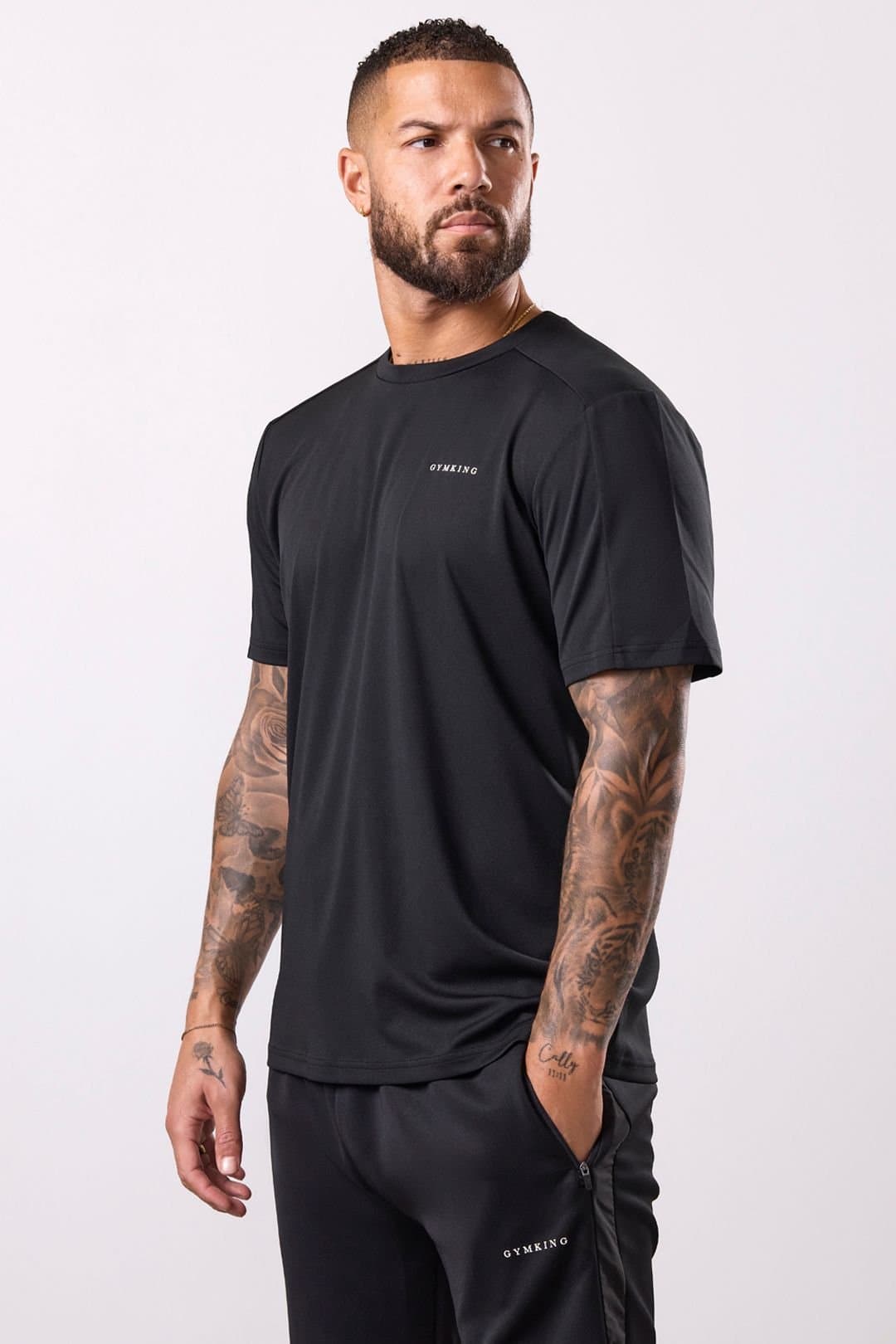 Gym King GYM KING Men's Core Plus Colour Block Tee Black/ Graphite in Black
