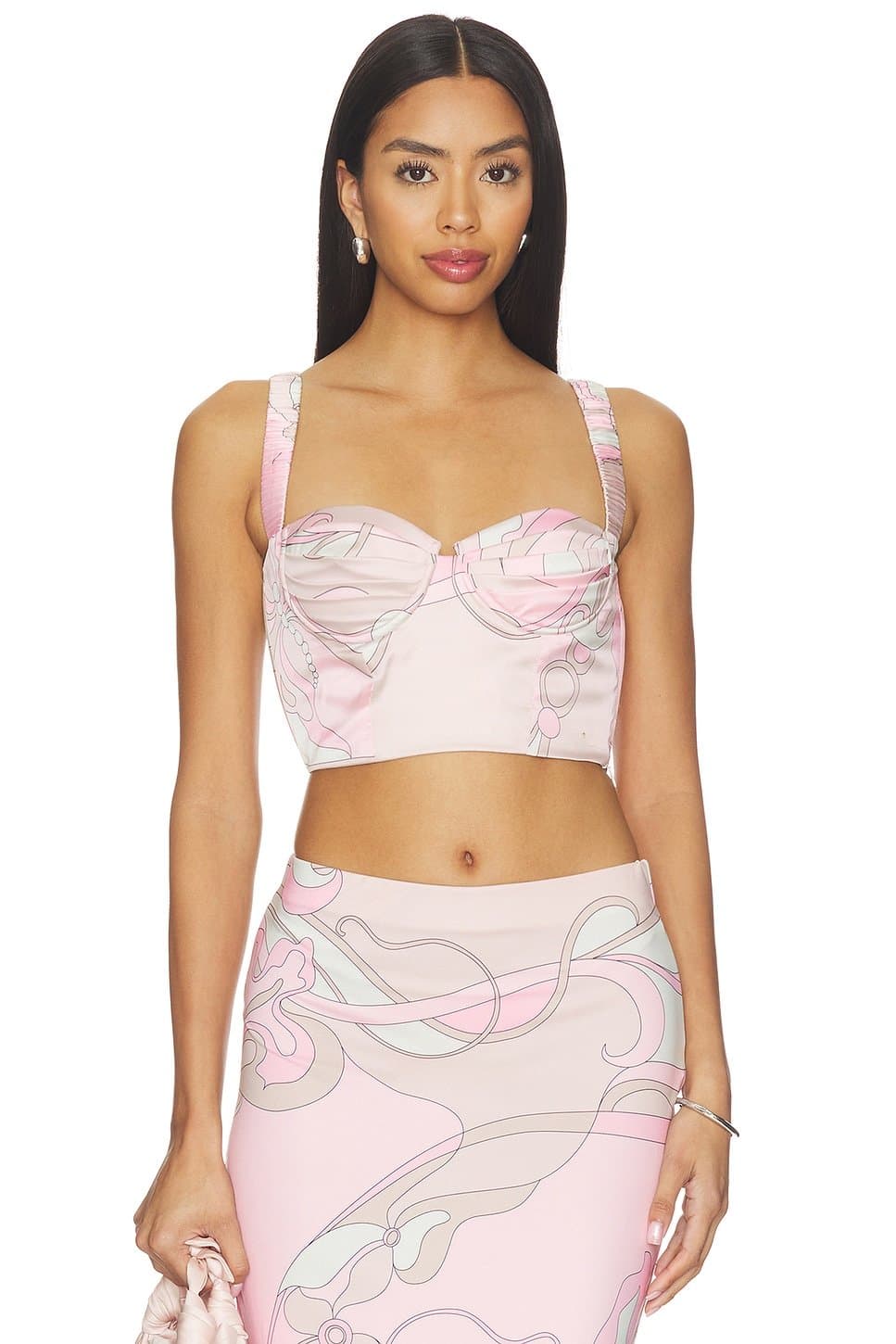 revolve Revolve Deco Pink Satin Bustier Top