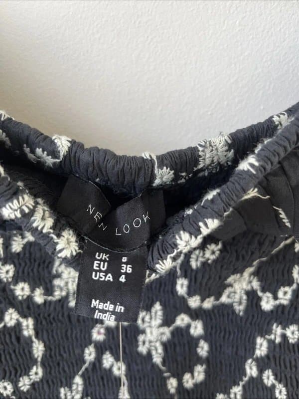 New Look New look - embroidered short dress - size uk 8 - navy blue