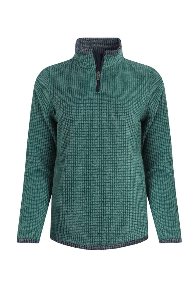 Weird Fish Weird Fish Women's Beye 1/4 Zip Grid Fleece in Bottle Green - 2