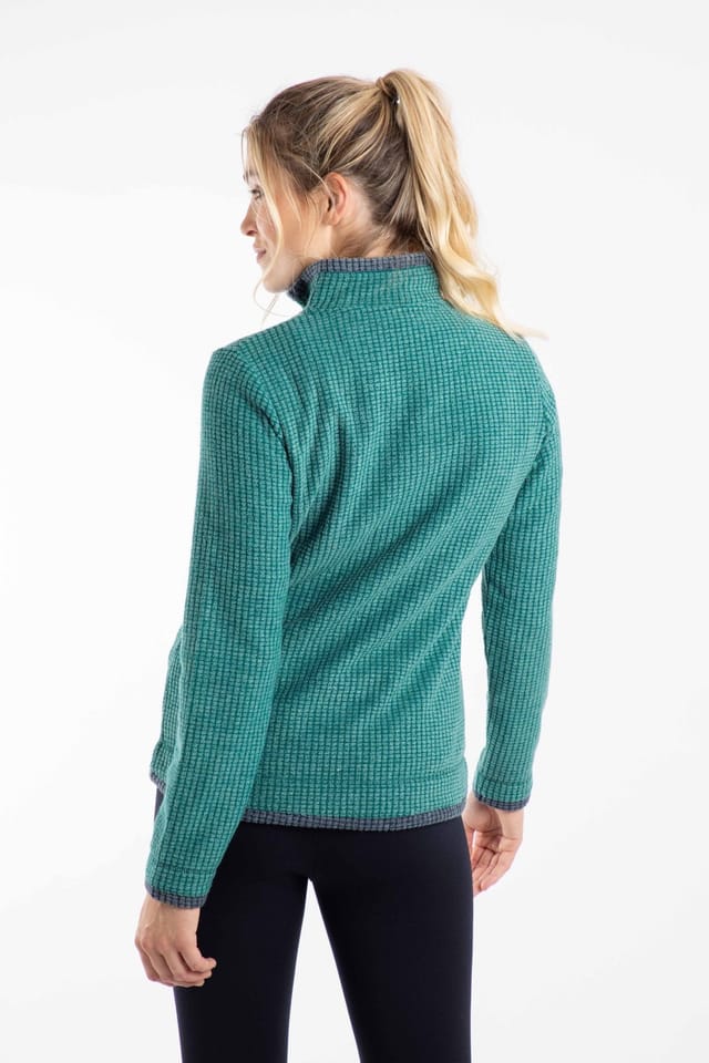 Weird Fish Weird Fish Women's Beye 1/4 Zip Grid Fleece in Bottle Green - 3