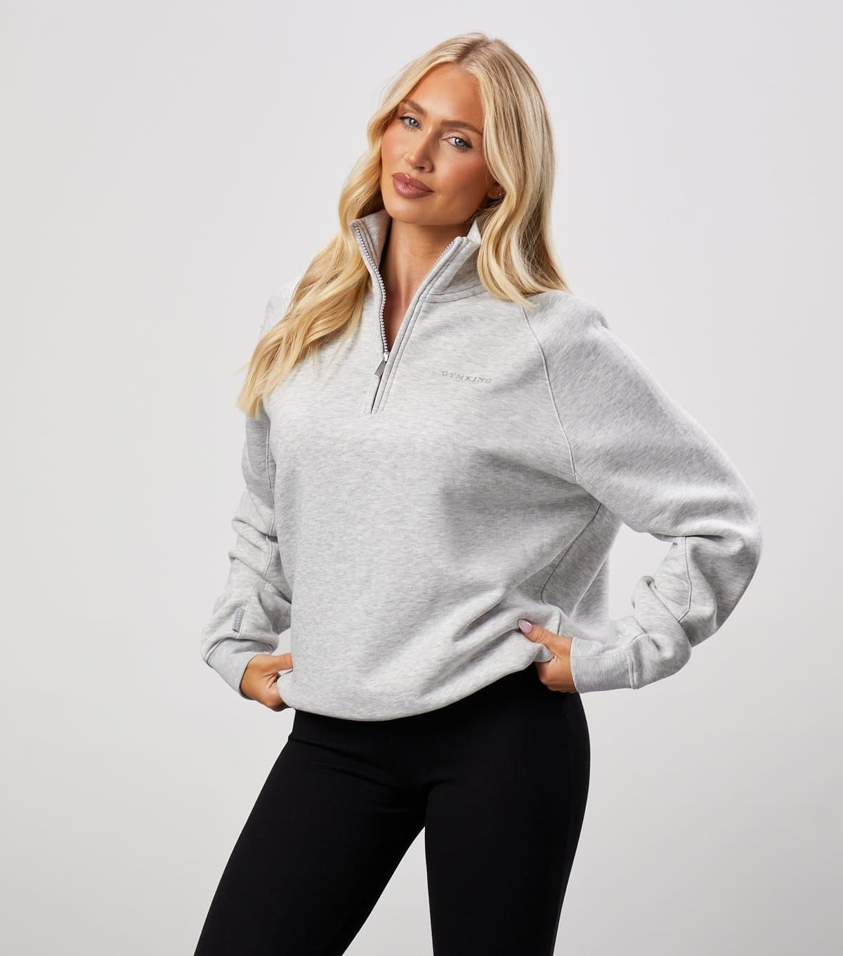 Gym King Women's Grey Quarter Zip Sweatshirt Gym King New Look