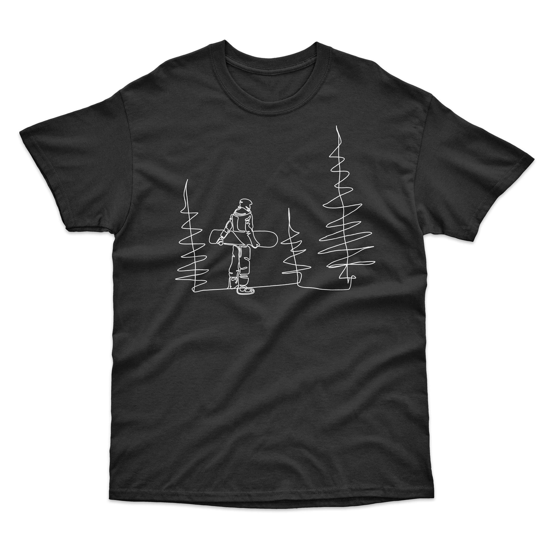 Bad Zebedee Bad Zebedee Men's Snowboarder Line Drawing T-Shirt in Black