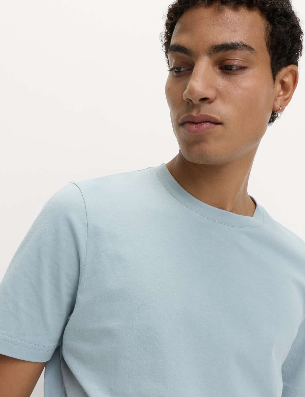Marks & Spencer M&S Light Grey Cotton Crew Neck T-Shirt