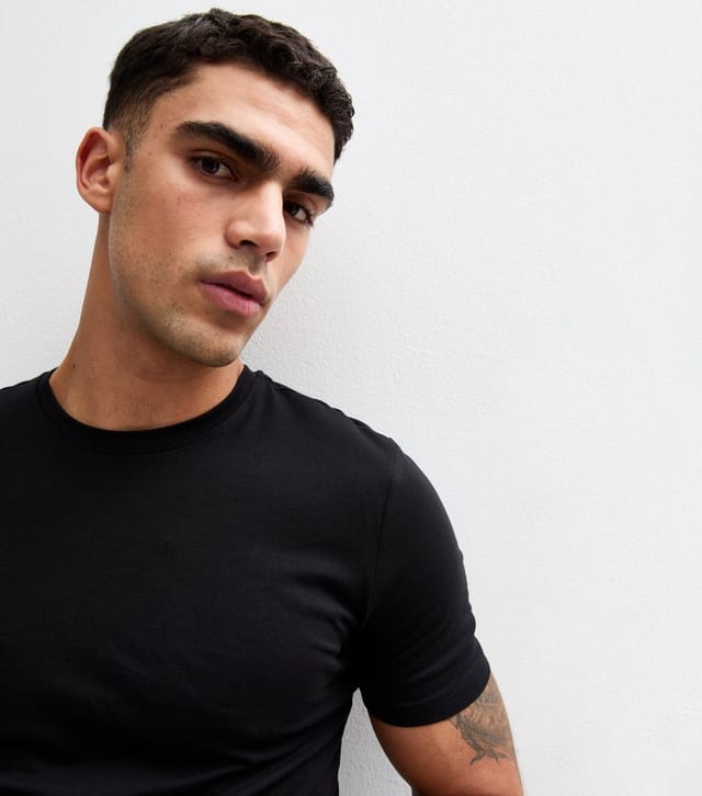 New Look Men's Black Cotton Muscle Fit T-Shirt New Look - 2