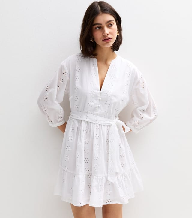 New Look Women's White Broderie Anglaise Mini Dress New Look - 2